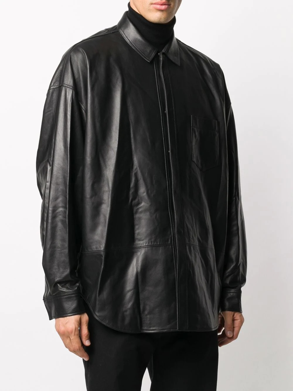 longsleeved leather shirt - 3