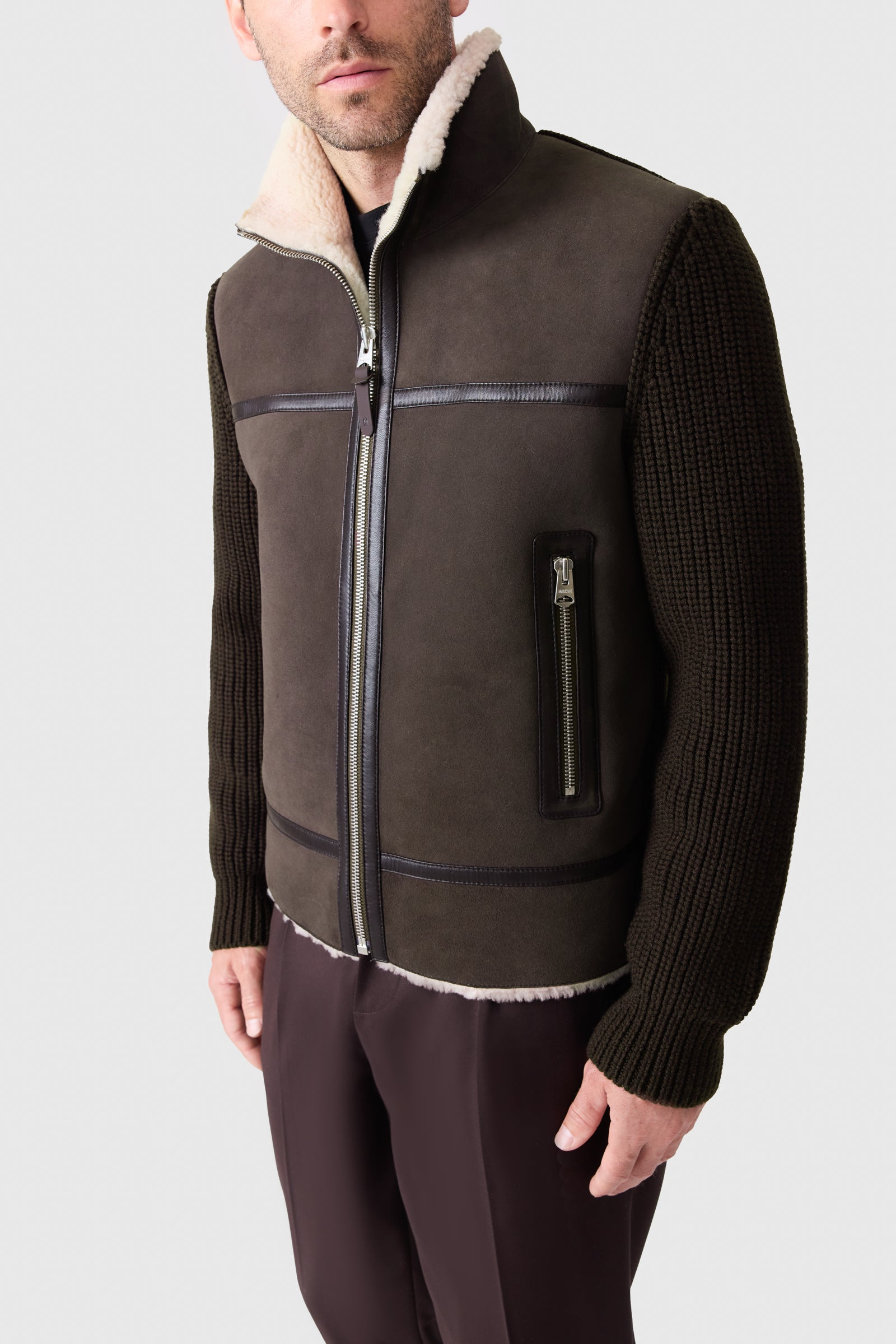 JONATHAN Mixed-media shearling jacket - 5