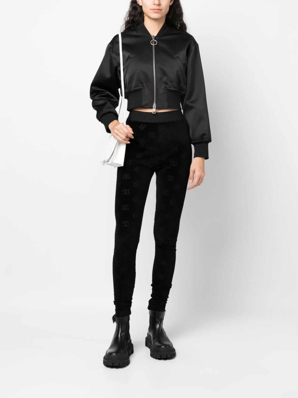 logo-debossed cotton leggings - 2