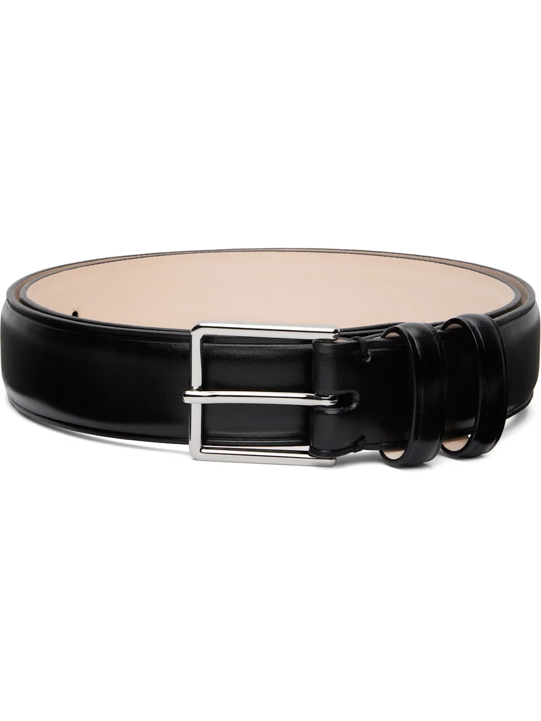 Black Leather Double Keeper Classic Suit Belt - 1