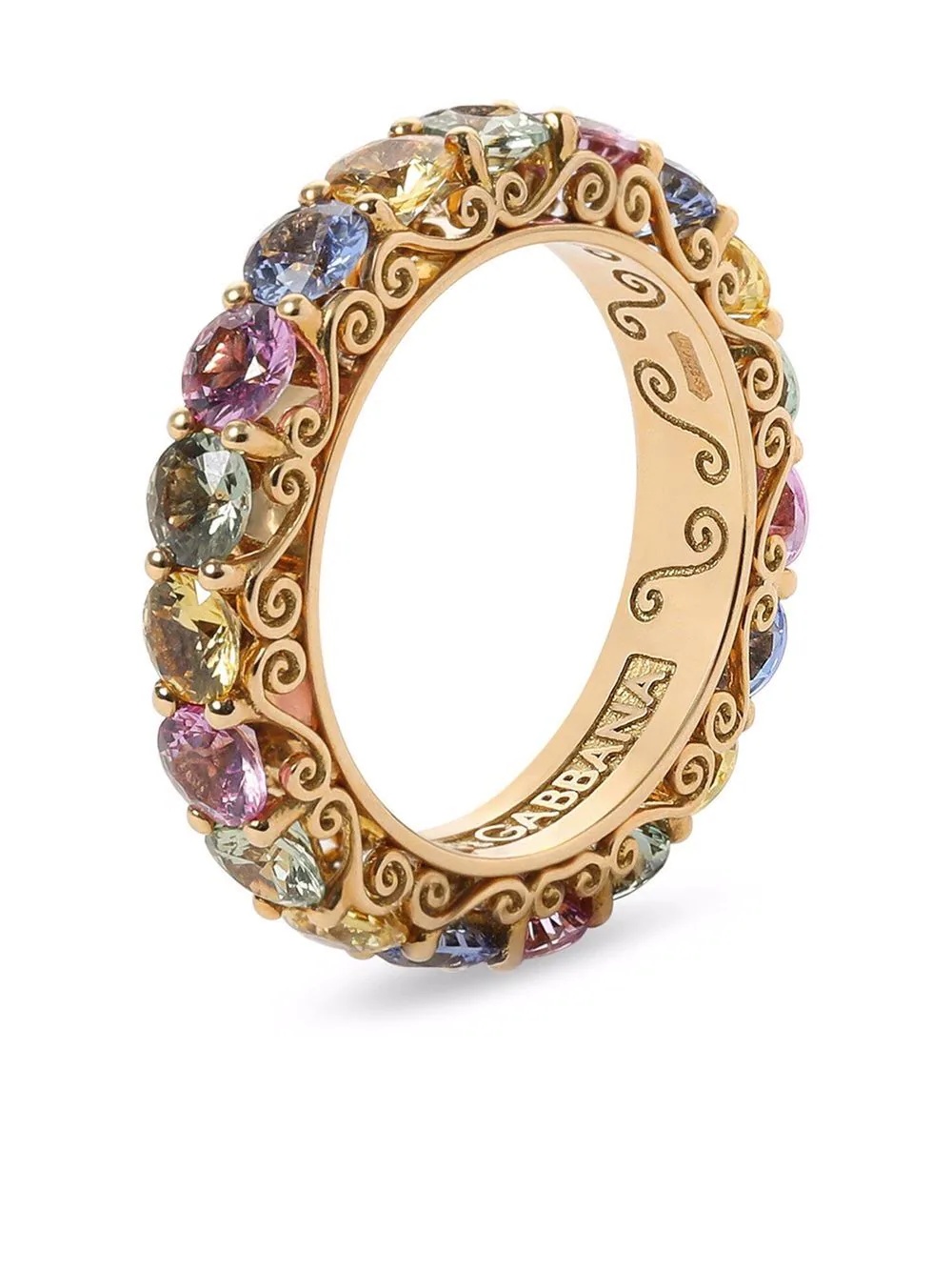 18kt yellow gold Heritage sapphire band ring - 2