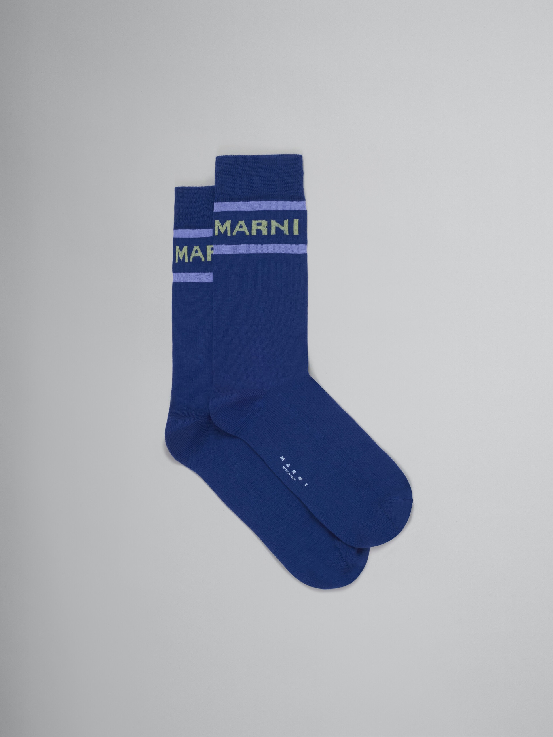 GREEN COTTON SOCKS WITH LOGO - 1