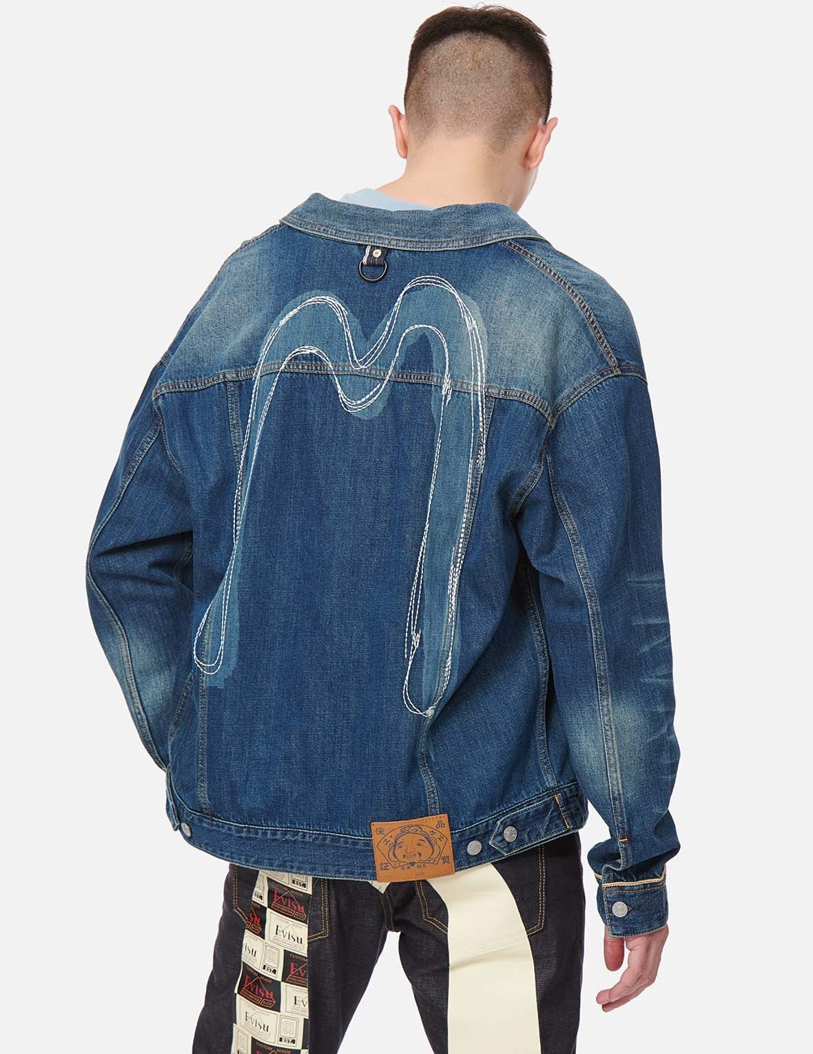 DAICOCK DISCHARGED PRINT AND STITCHING DENIM JACKET - 3