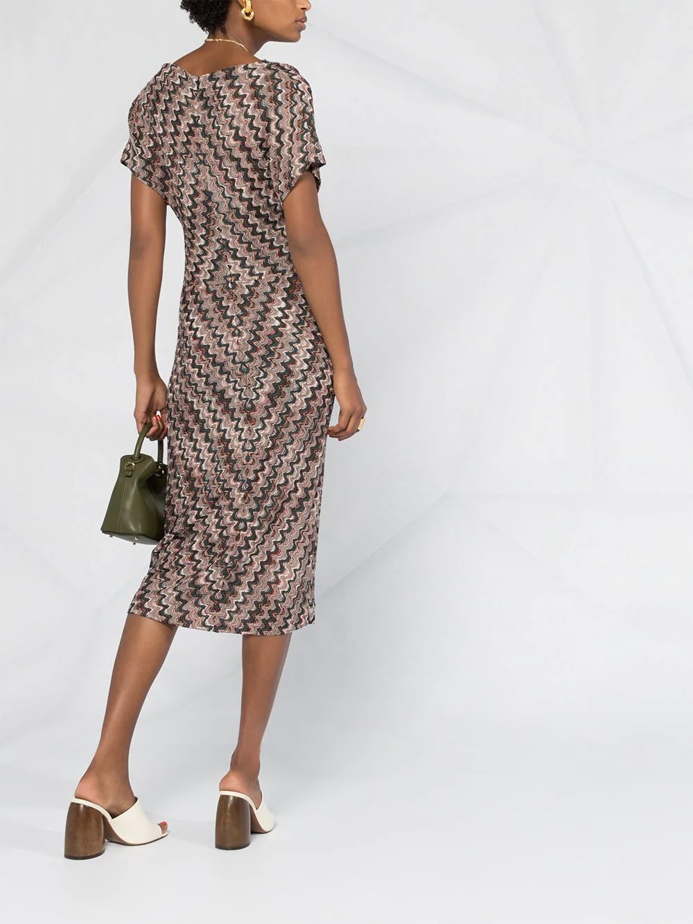 zigzag wrap midi-dress - 6