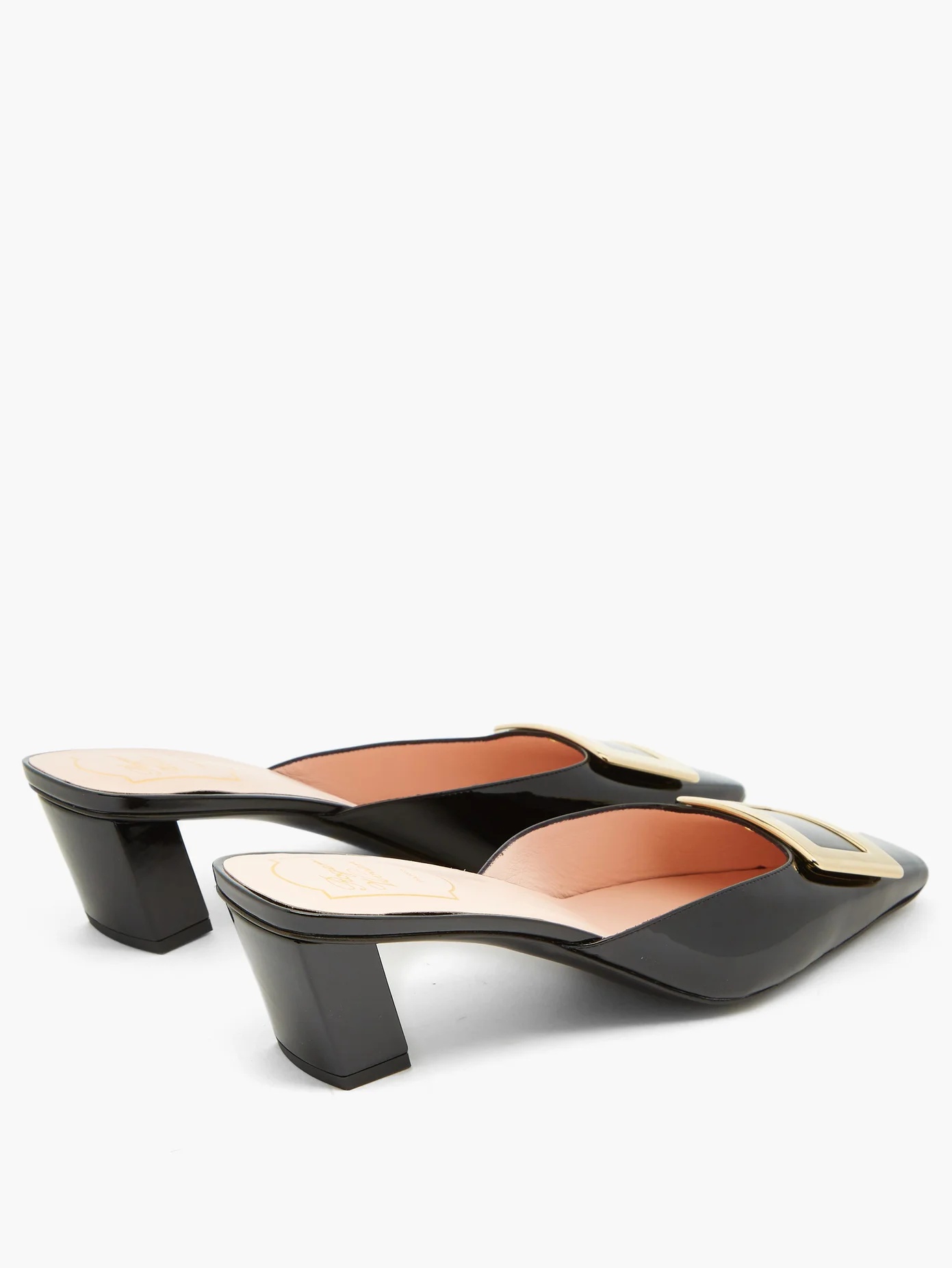 Belle Vivier buckled patent-leather mules - 4