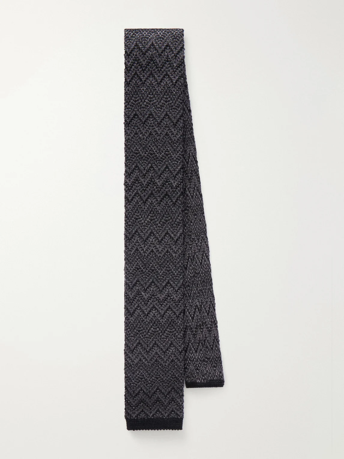 Striped Crochet-Knit Wool And Silk-Blend Tie - 1