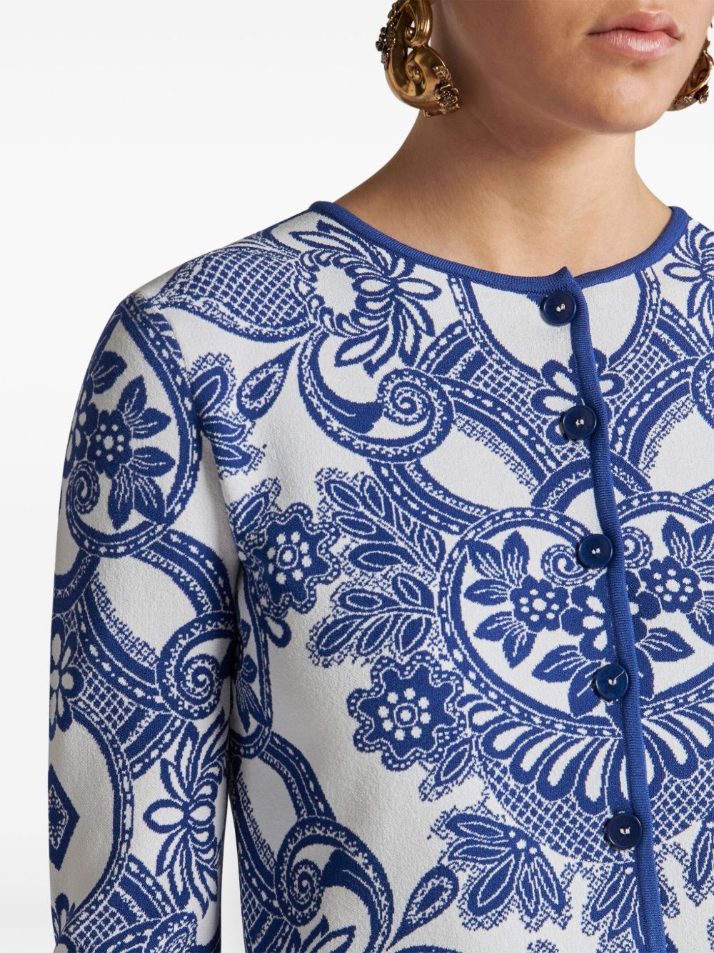 paisley-intarsia cardigan - 4