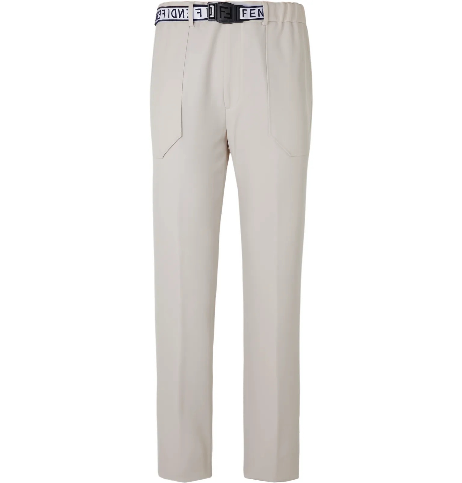 Webbing-Trimmed Wool-Blend Twill Trousers - 1