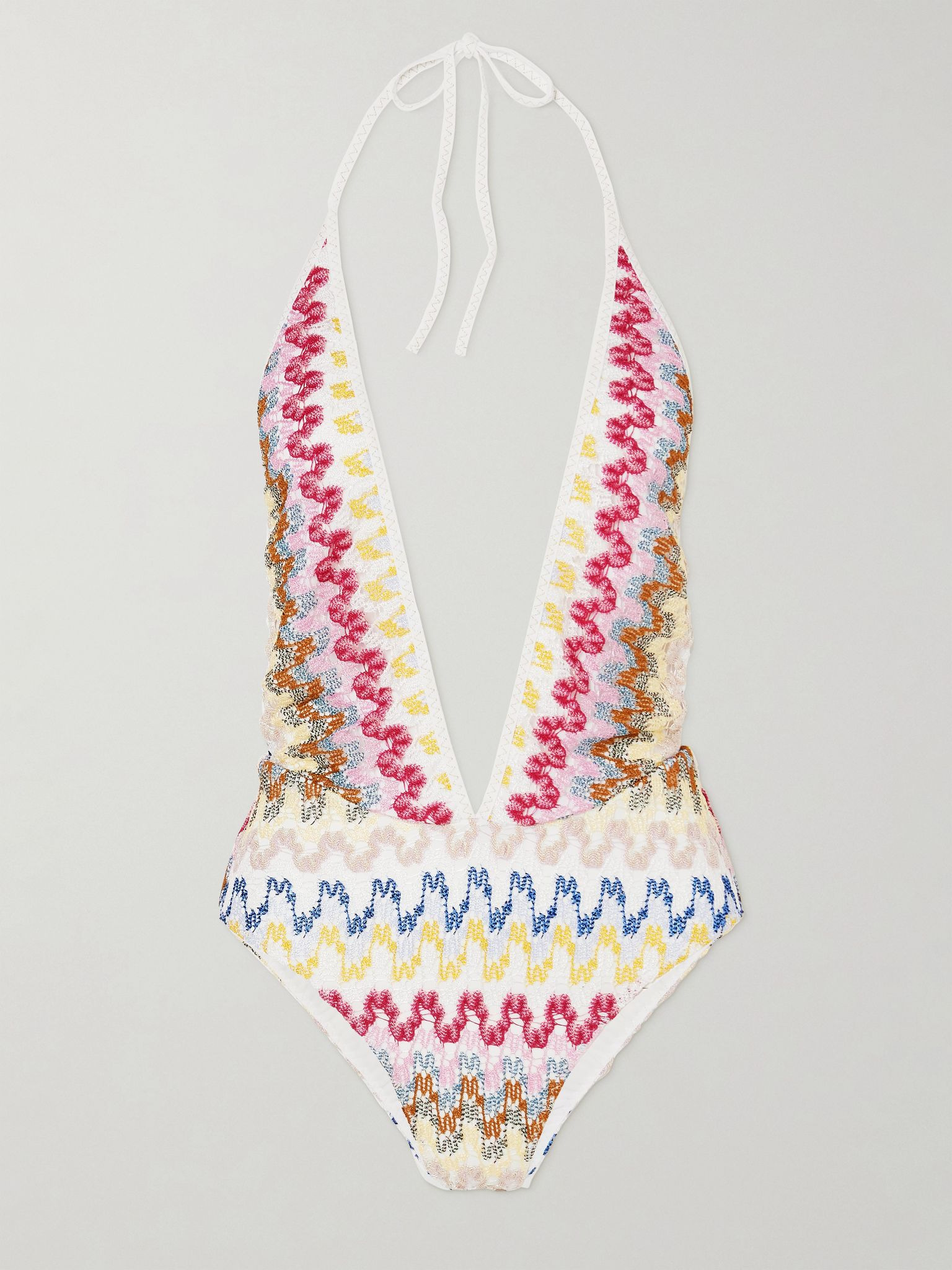 Mare striped metallic crochet-knit swimsuit Multi - 1