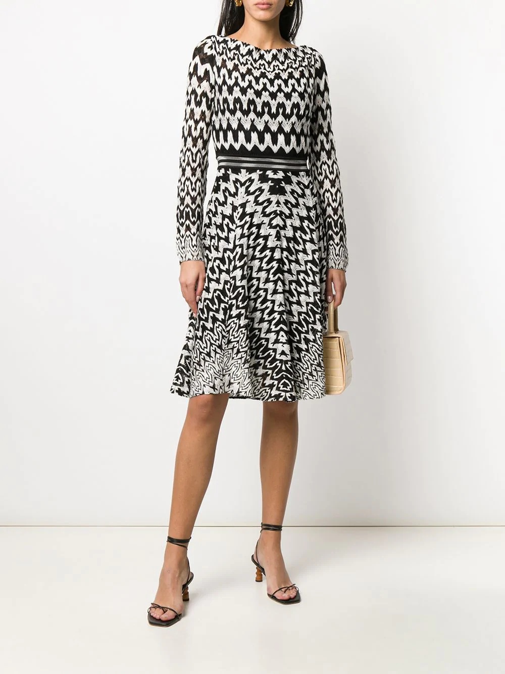 geometric-print flared dress - 2