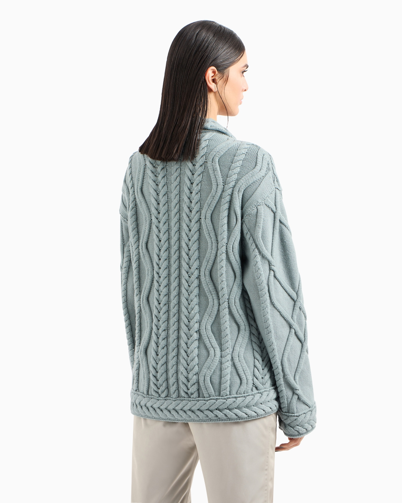 GIORGIO ARMANI NEVE CABLE-KNIT VIRGIN WOOL CARDIGAN - 3