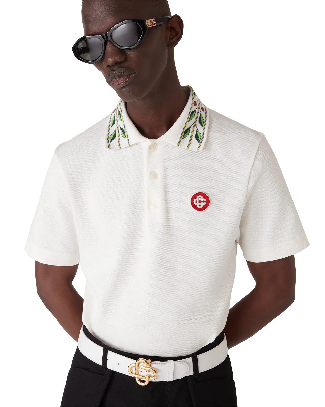 Laurel Pique Short Sleeve Polo Shirt | Casablanca Paris - 4