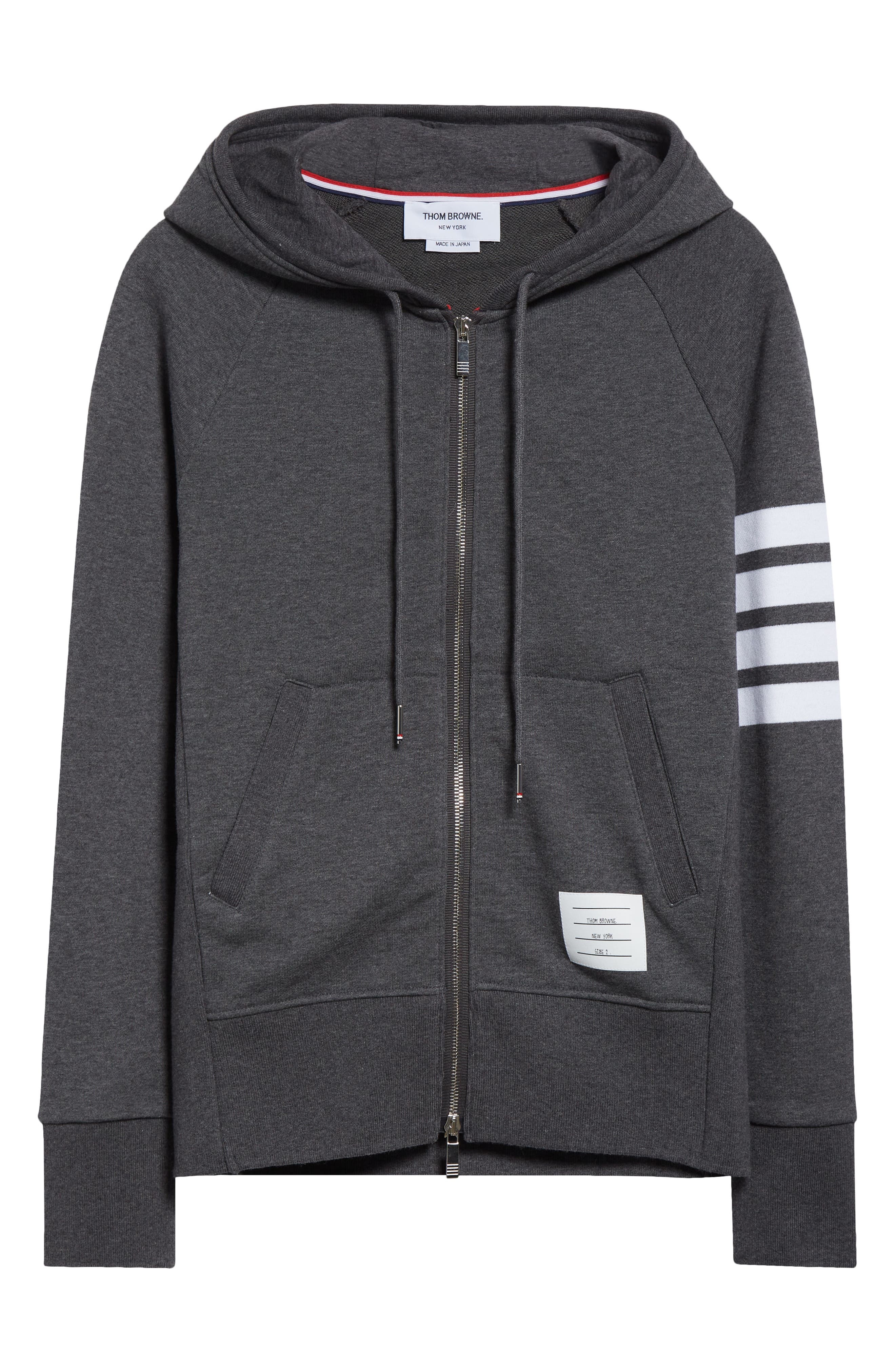 Thom Browne Classic 4-Bar Zip Cotton Hoodie in Dark Grey at Nordstrom - 6