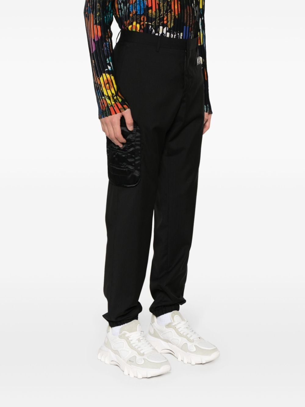 rubberised-logo tailored trousers - 3