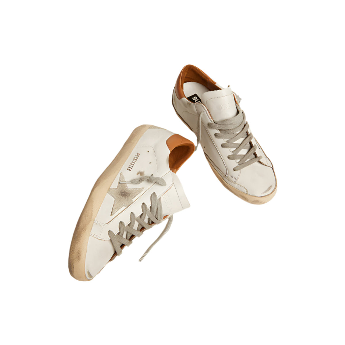 MEN’S SUPER STAR WITH SUEDE STAR SNEAKERS (WHITE/ICE/LIGHT BROWN) - 2