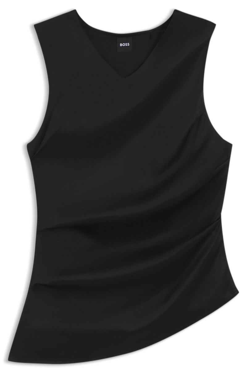 ASYMMETRIC-HEM TOP WITH STRETCH-SILK FRONT 1