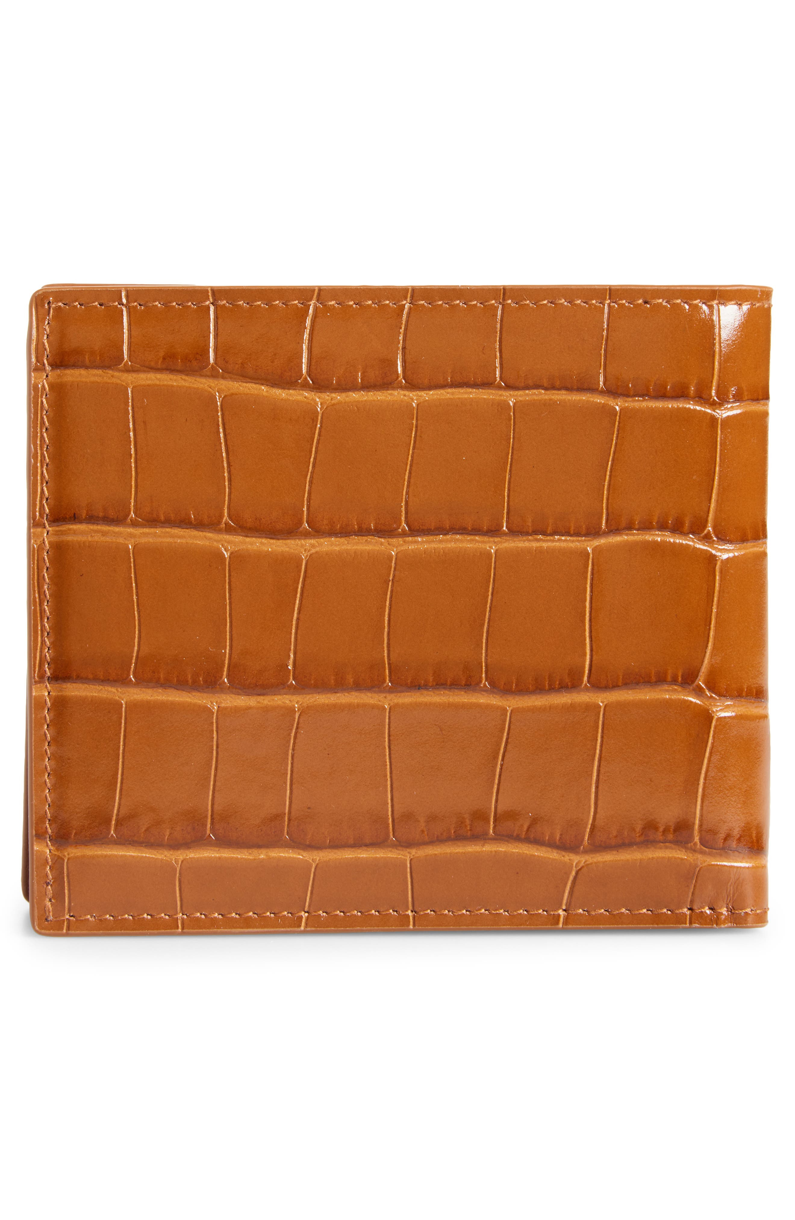 AMIRI MA Icon Croc Embossed Leather Bifold Wallet in Malt at Nordstrom - 3