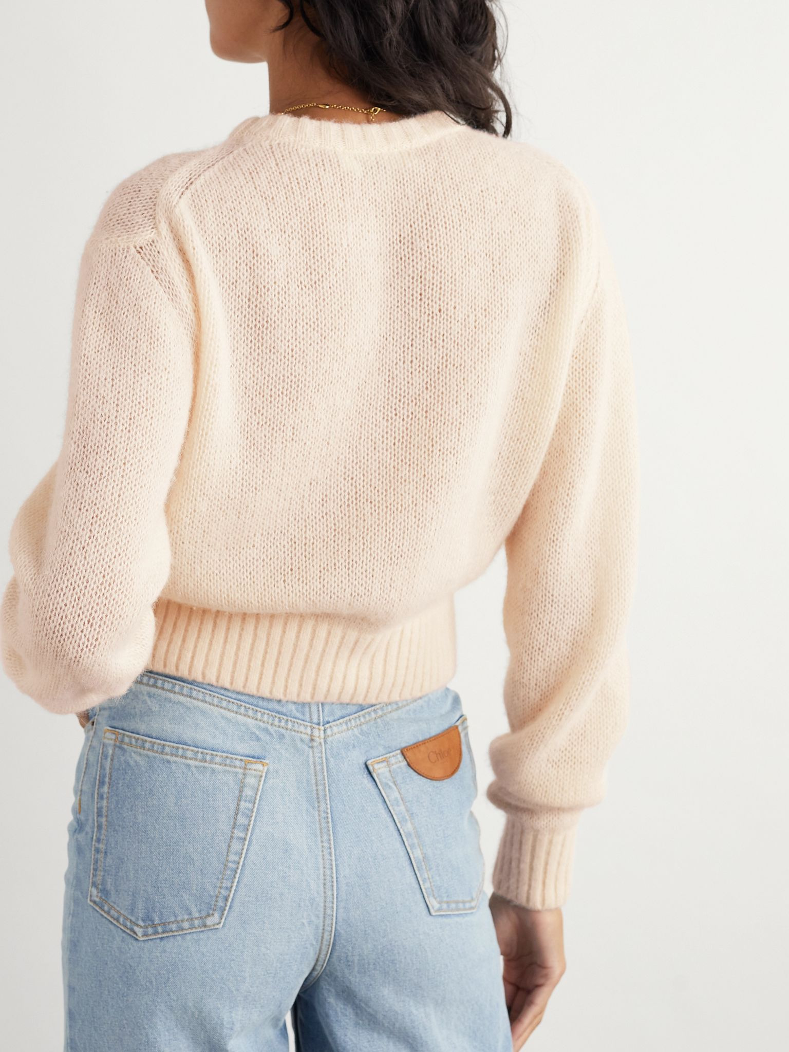 Embroidered alpaca and silk-blend sweater Cream - 3