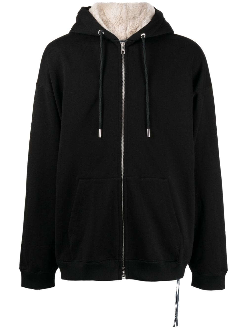 skull patch-detail cotton zip-up hoodie - 1