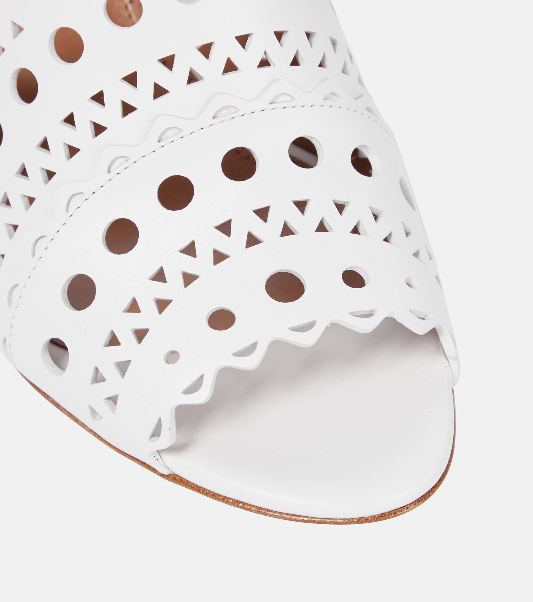 Laser-cut leather mules - 6