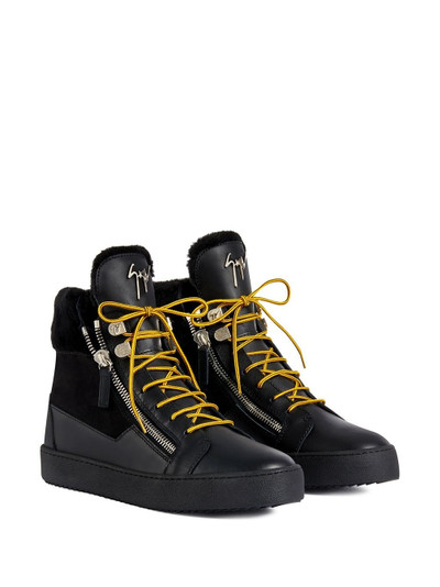 Giuseppe Zanotti Trek shearling-trimmed high-top sneakers outlook