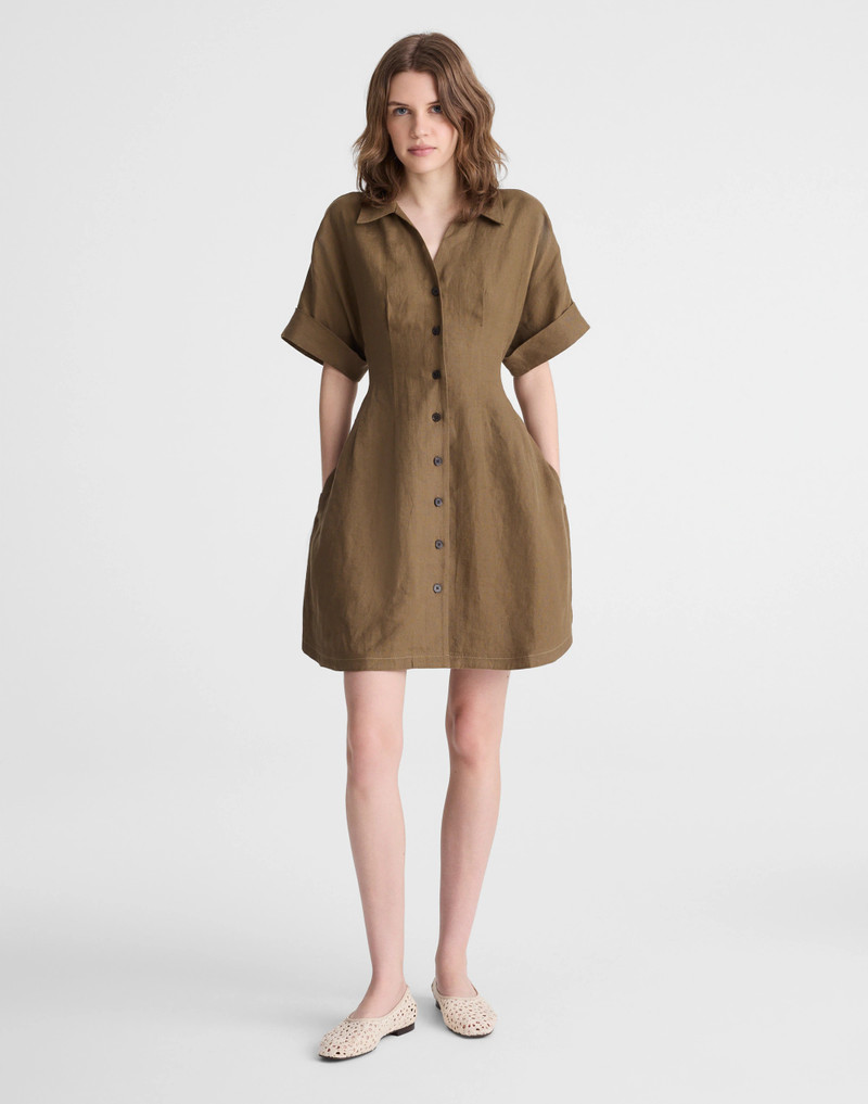The Perry Mini Shirtdress in 100% Linen 2