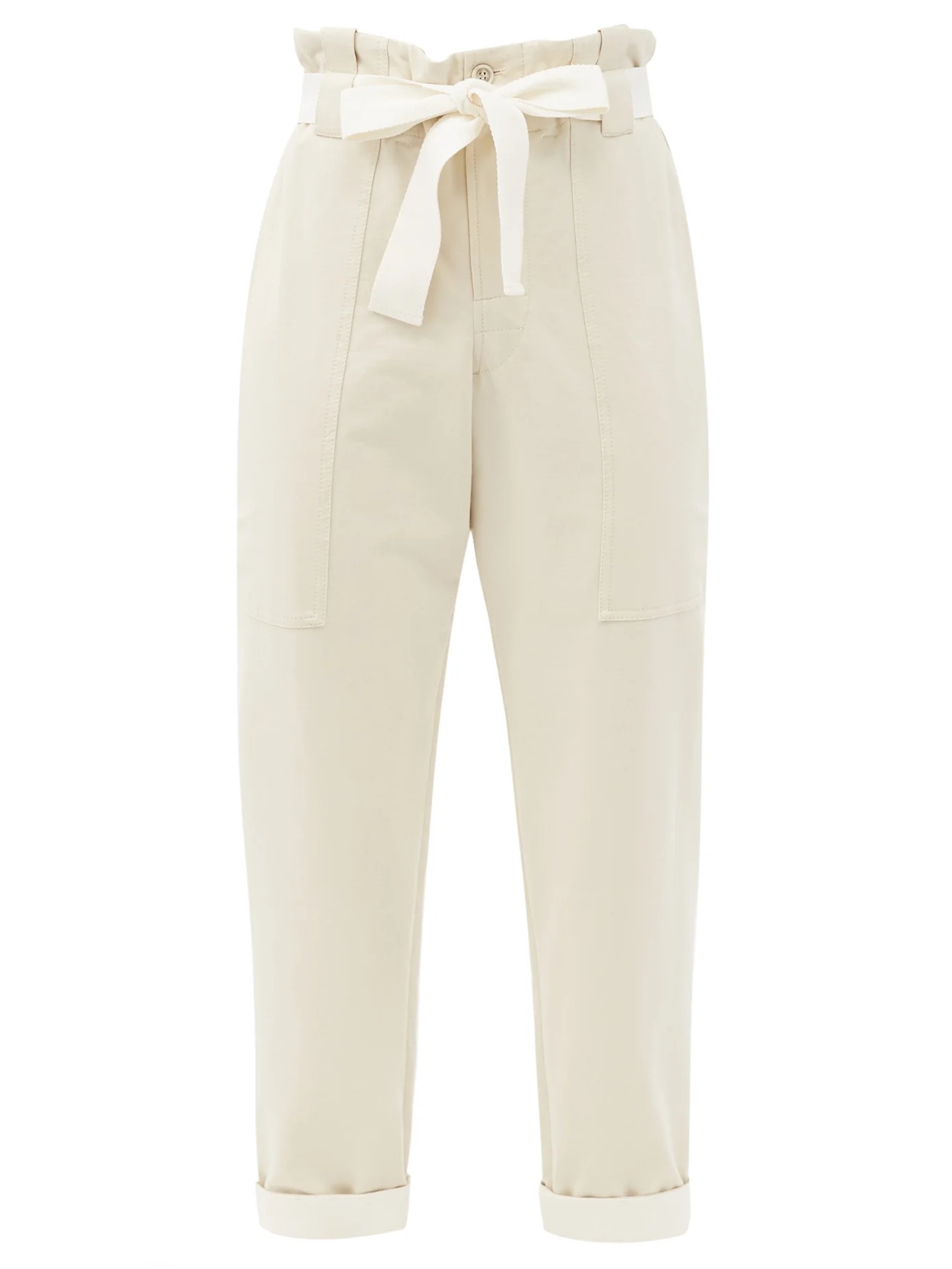 Paperbag-waist cotton-blend trousers - 1