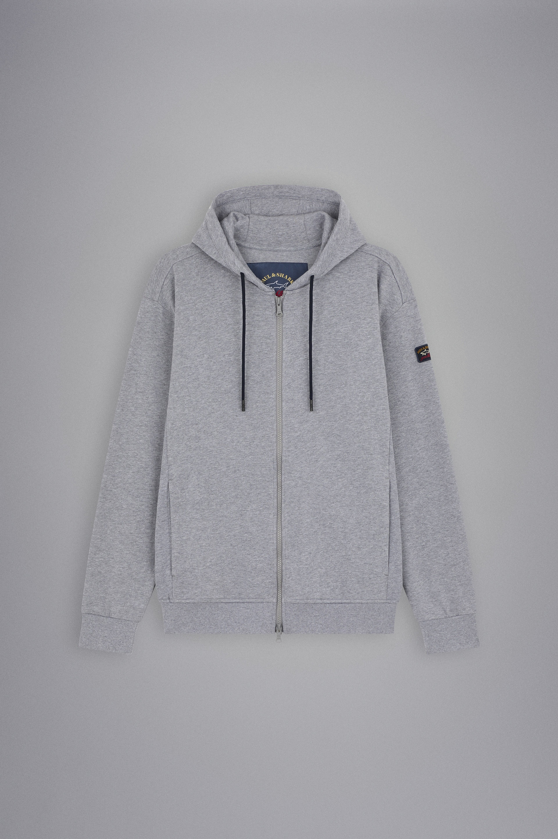 COTTON FULL ZIP SWEATSHIRT WITH ICONIC BADGE - 1