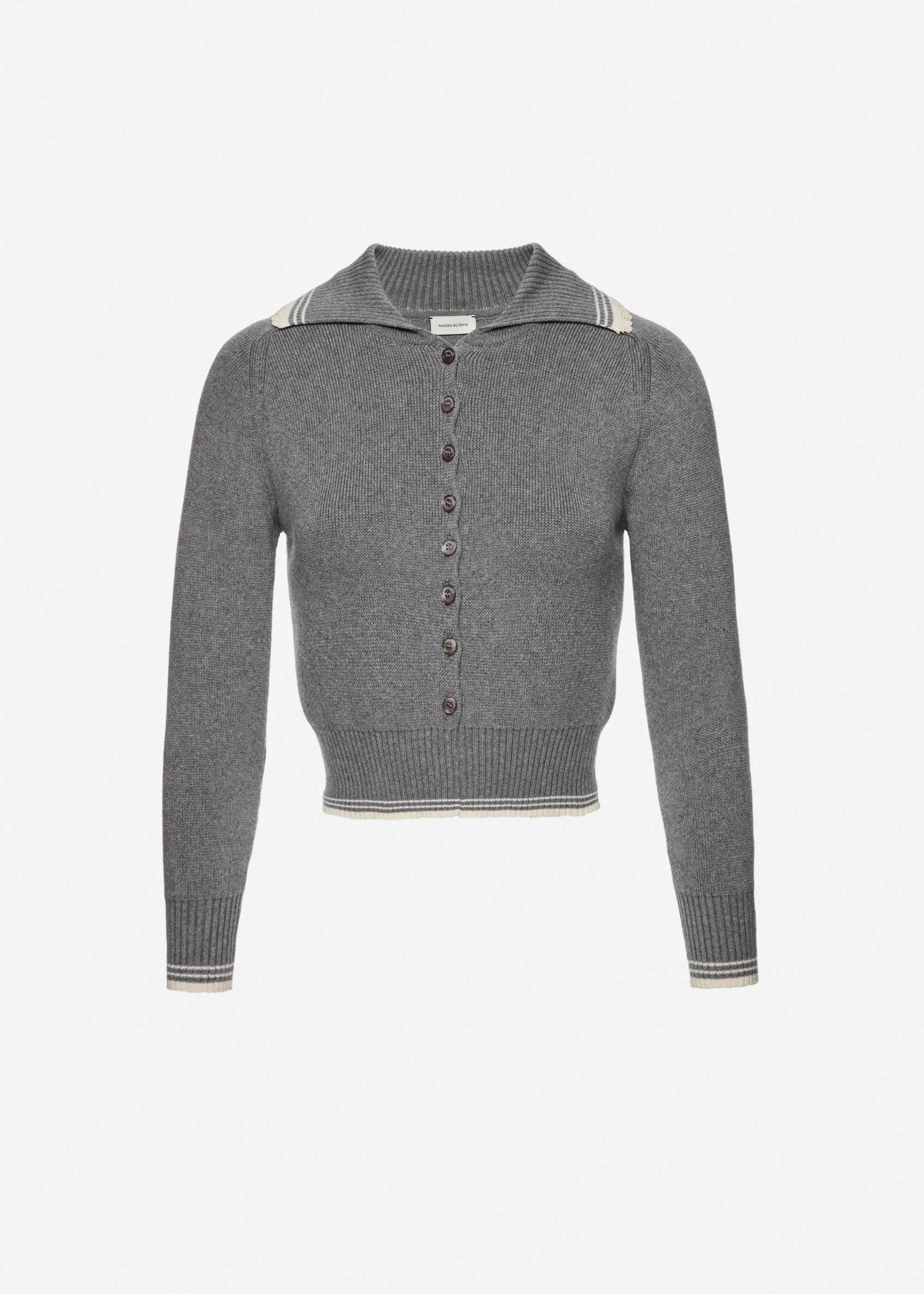 Reversible buttoned polo sweater in grey - 1