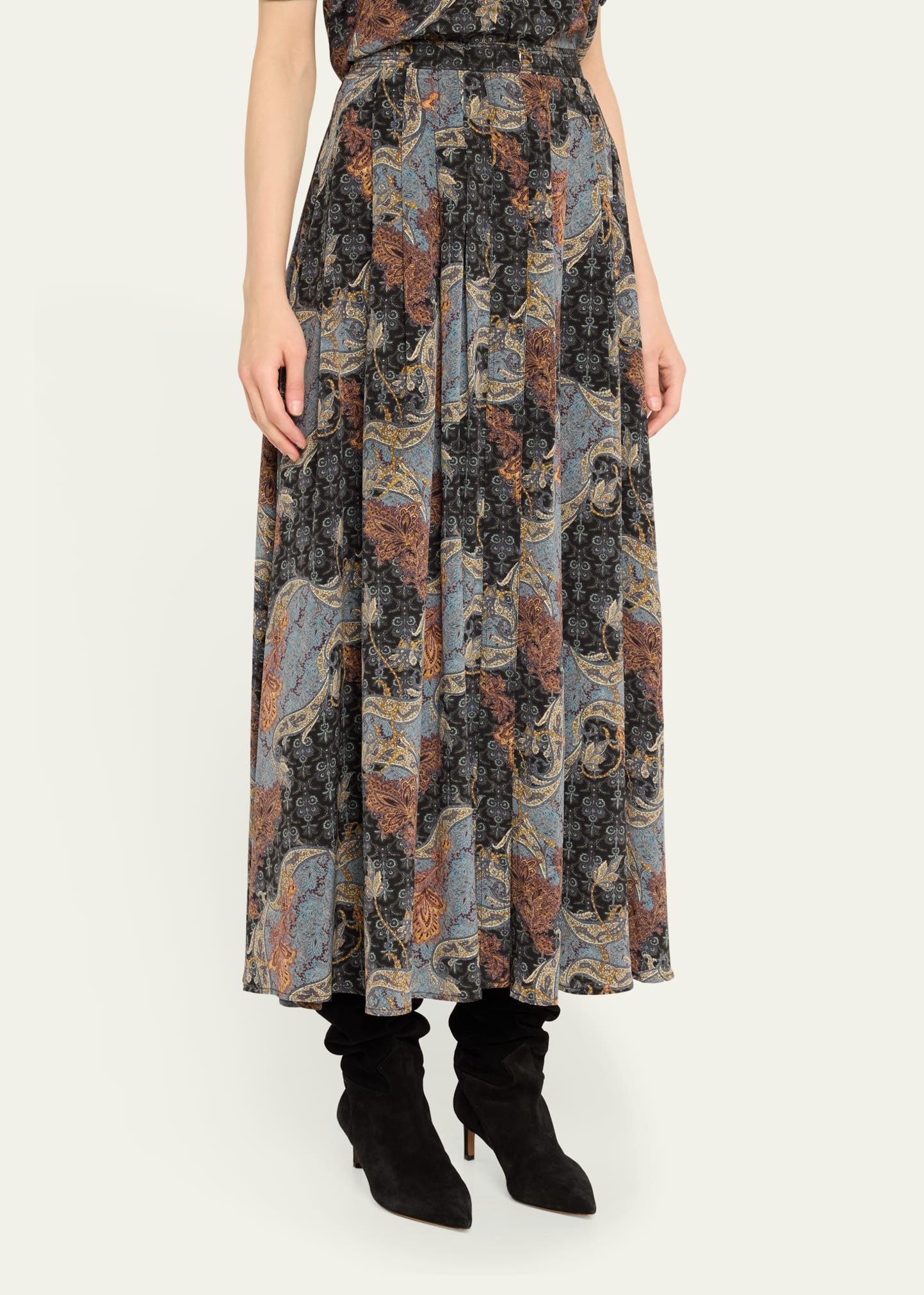 Vanna Gathered Silk Maxi Skirt - 4