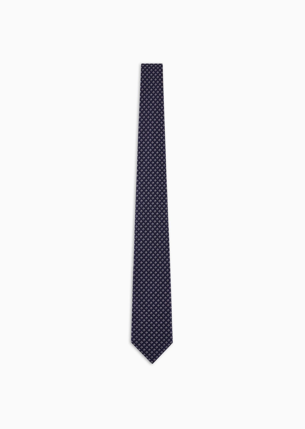 Pure silk tie with jacquard micro-check motif - 1