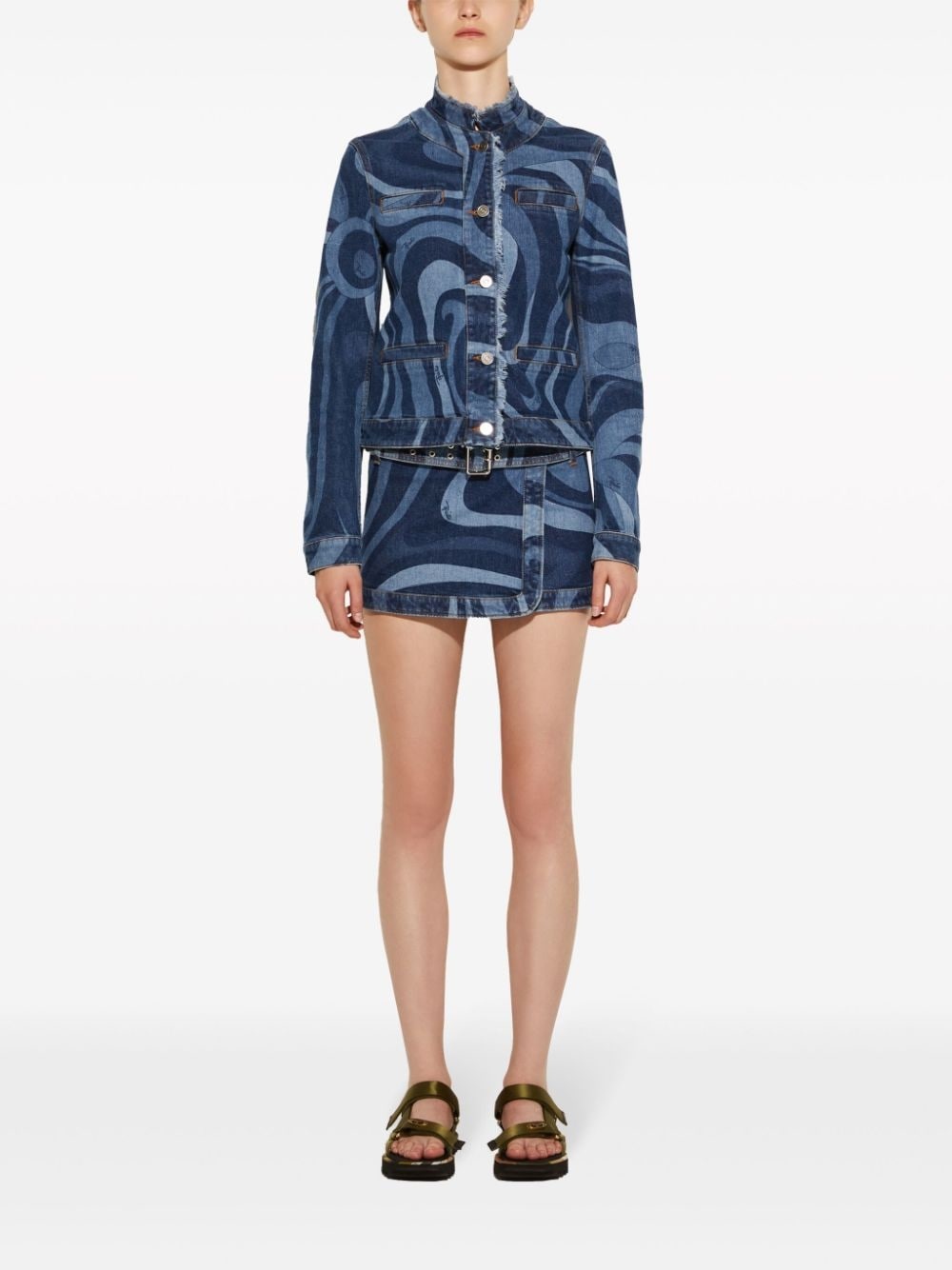 Marmo-print denim jacket - 2