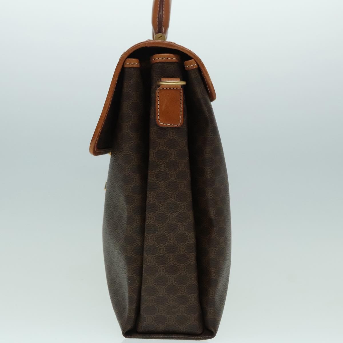 CELINE Macadam Canvas Hand Bag Pvc Leather Brown Gold - 3