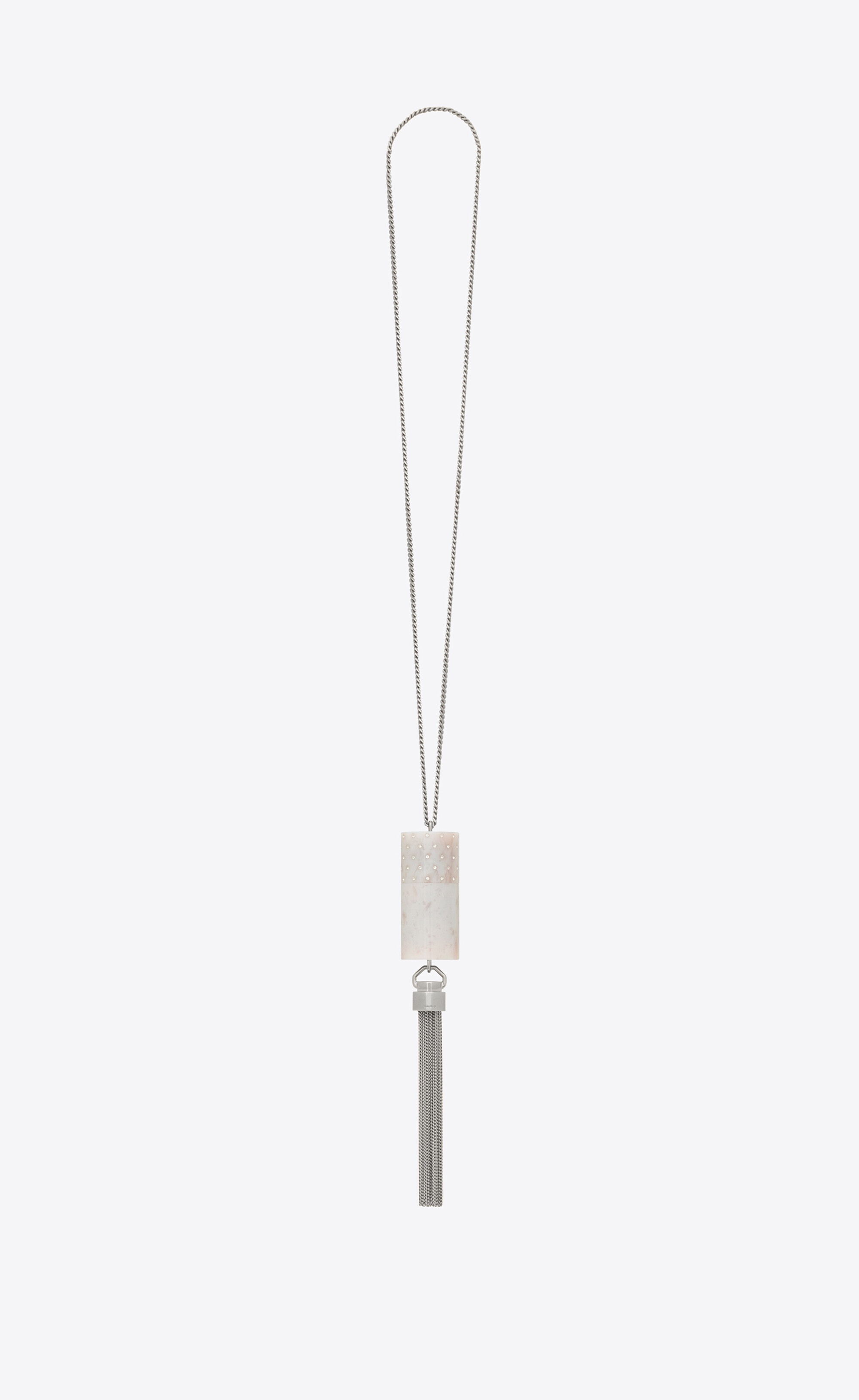 saint laurent paris angelica mini tube necklace in plexiglass and metal - 3