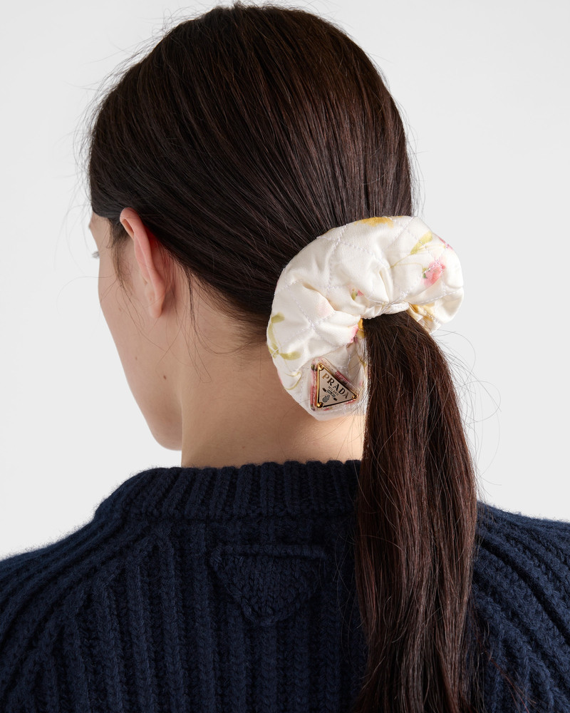 Prada Floral-print satin scrunchie outlook