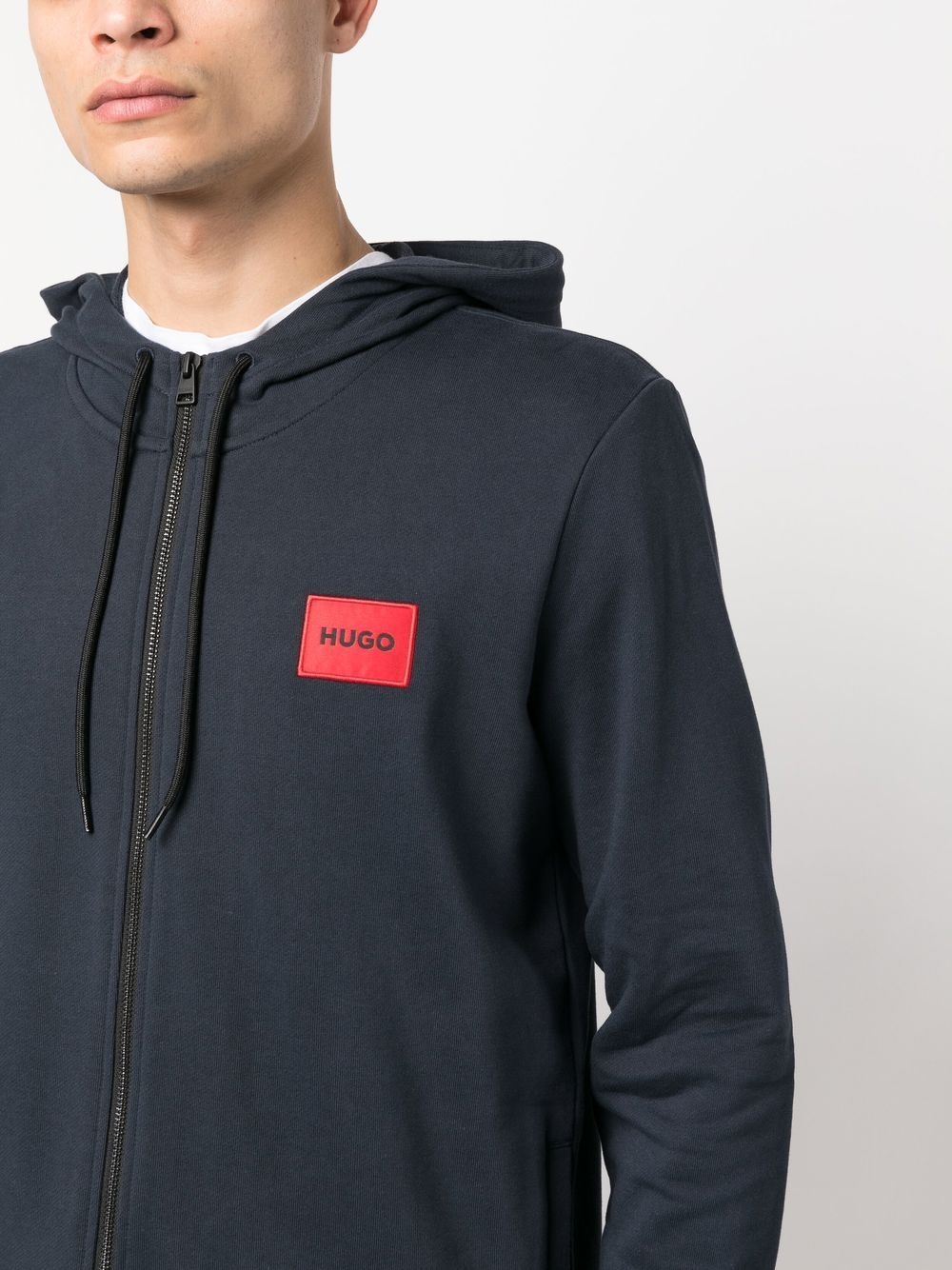 chest logo-patch hoodie - 5