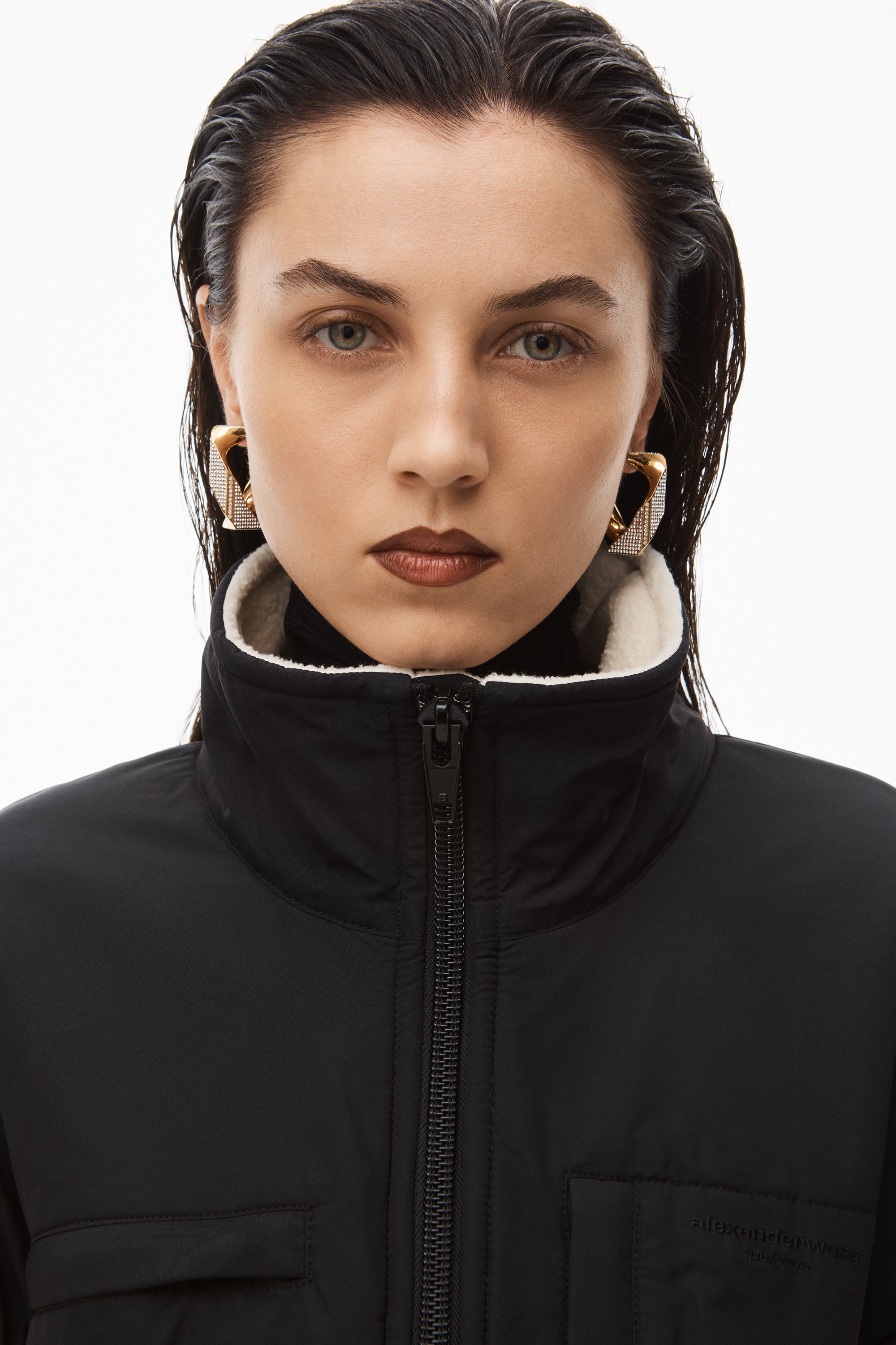 SCULPTED JACKET IN TEDDY FLEECE & NYLON - 4