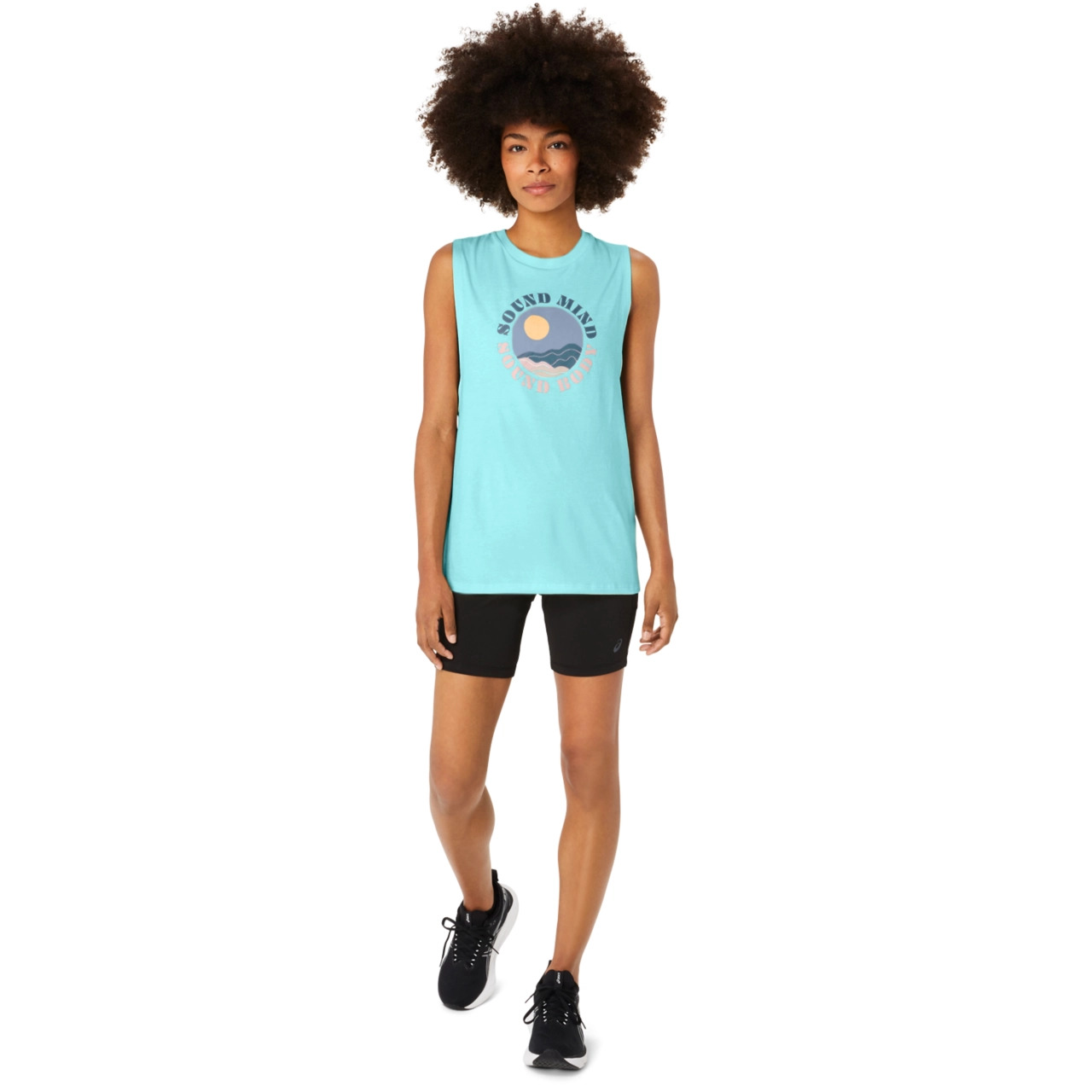 WOMEN'S ASICS SUN IN THE SKY SLOGAN MUSCLE TEE - 6