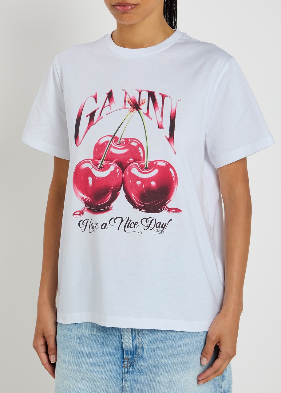 Ganni Cherry Printed Cotton T-shirt - 2