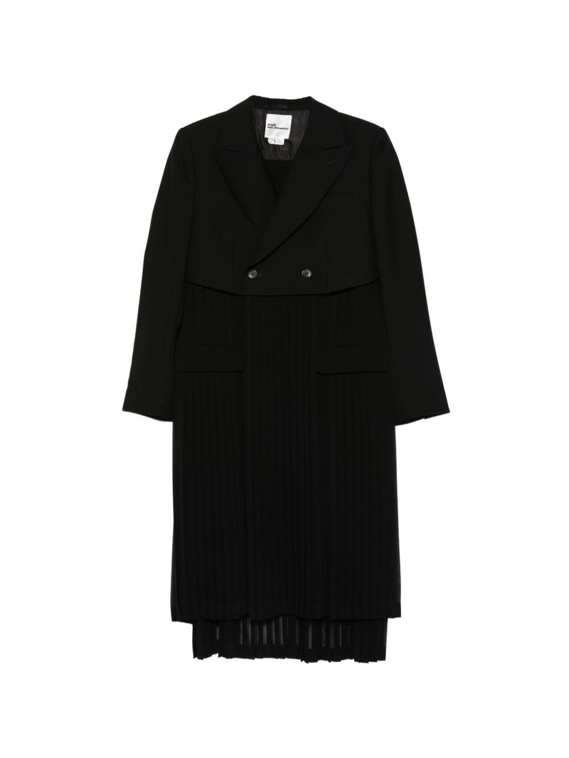 pleated blazer-style double-breasted coat 1