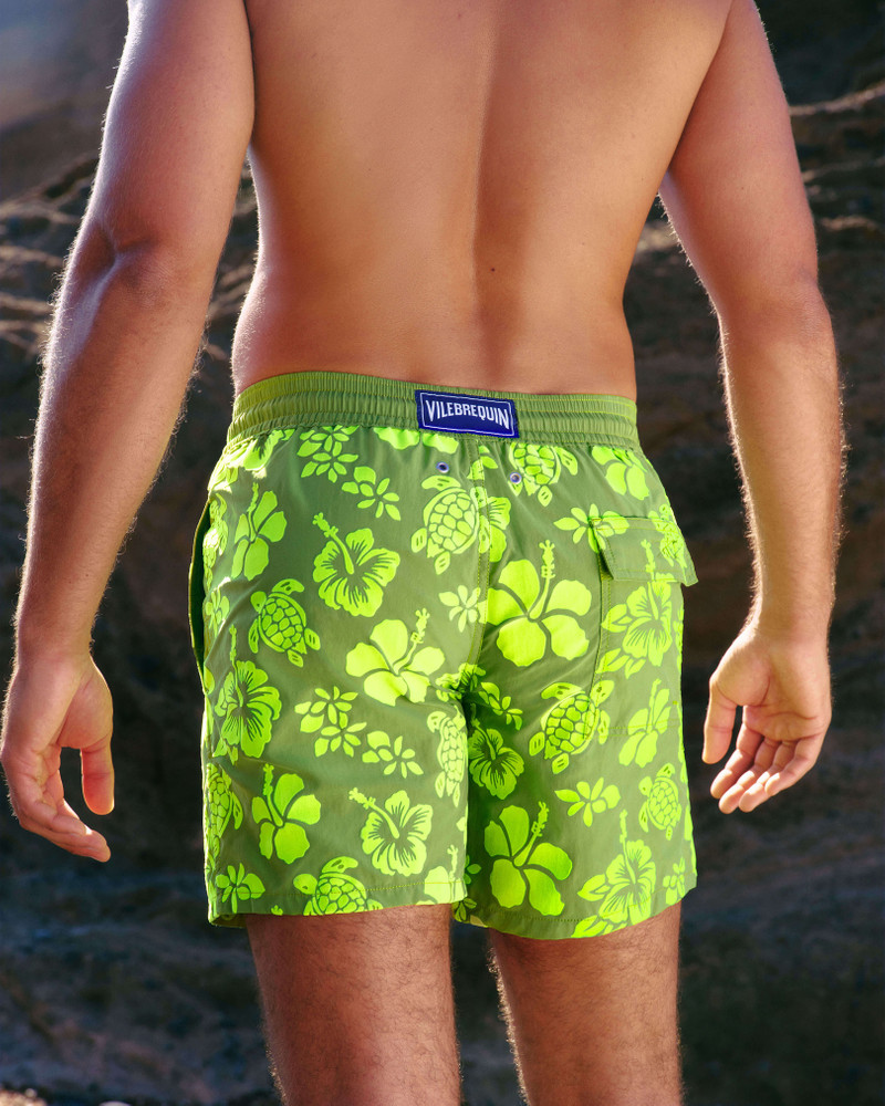 MEN SWIM SHORTS FLOCKED TROPICAL TURTLES 2