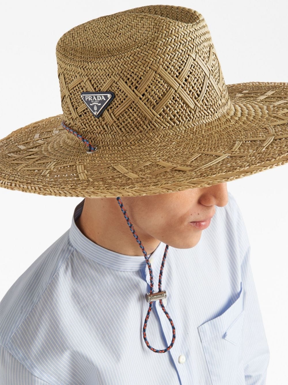 triangle-logo woven-straw hat - 4