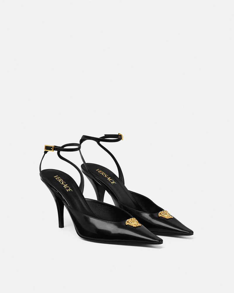 VERSACE La Medusa Leather Slingback Pumps 85 mm outlook