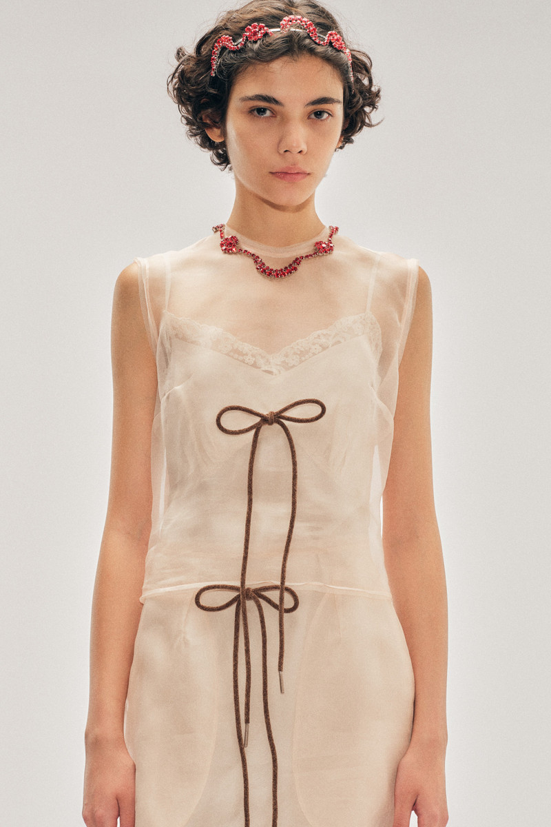Simone Rocha Sheer Frayed Contour Dart Top | REVERSIBLE