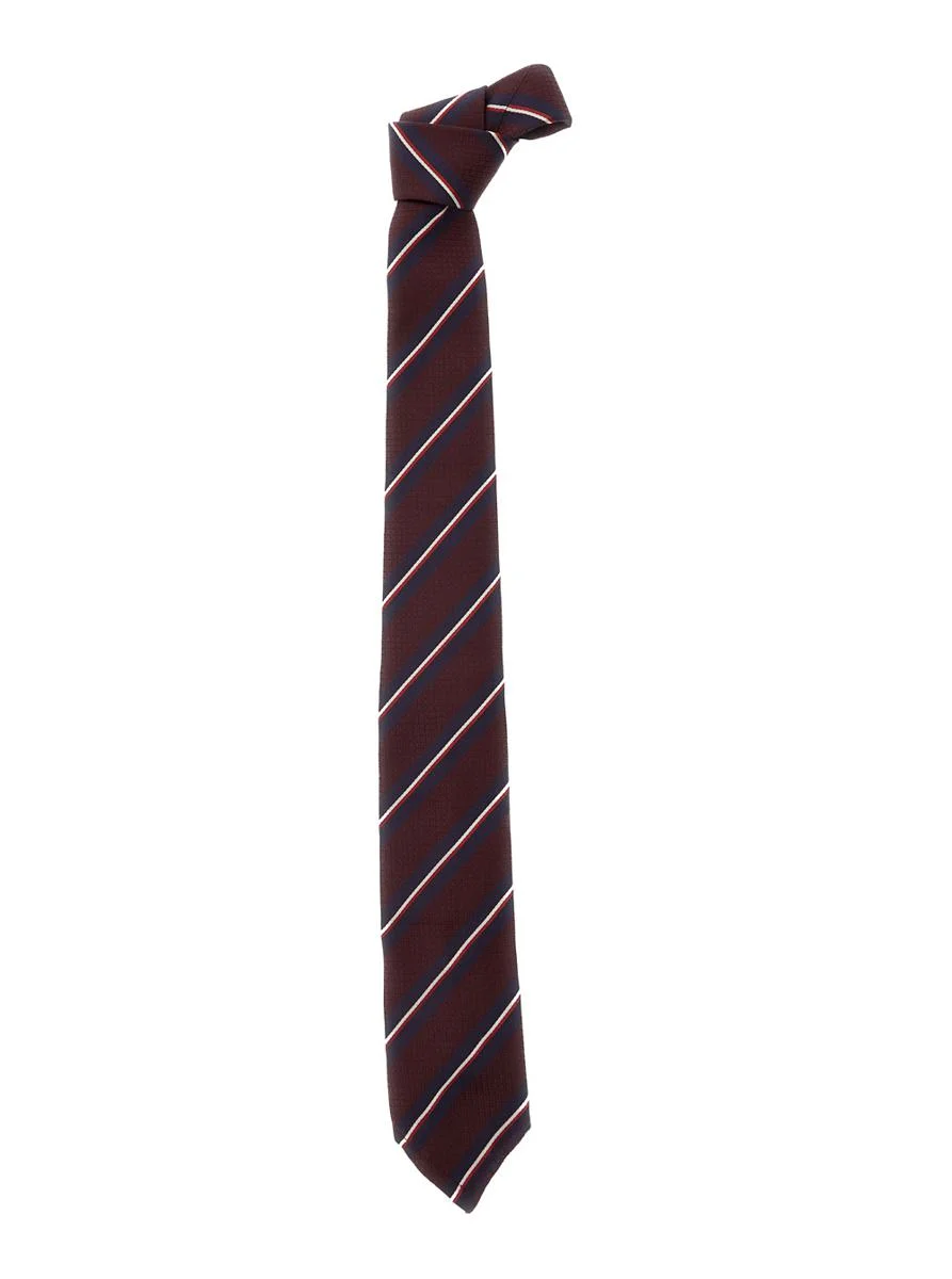 DSQUARED2 Bordeaux Tie With All-Over Striped Motif In Silk Man - 1