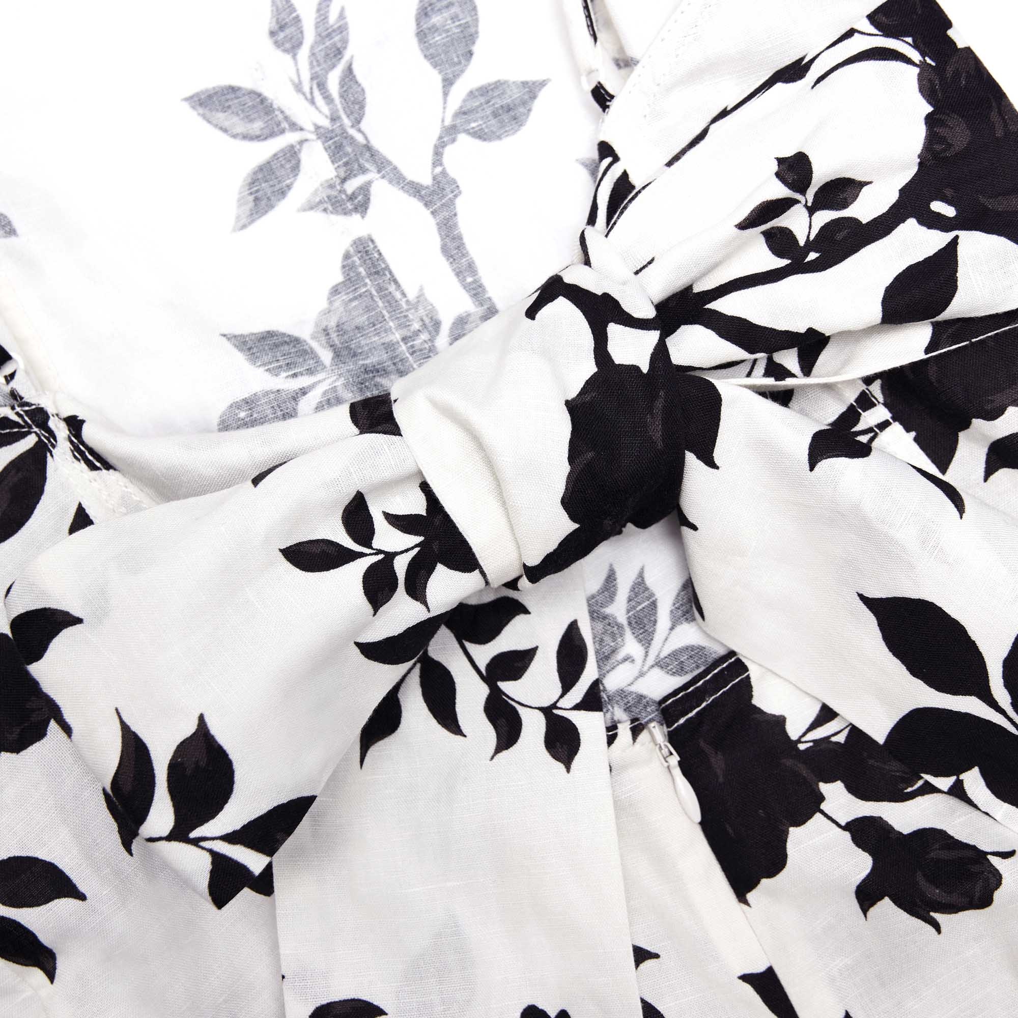 Floral Print Linen Mini Dress - 5