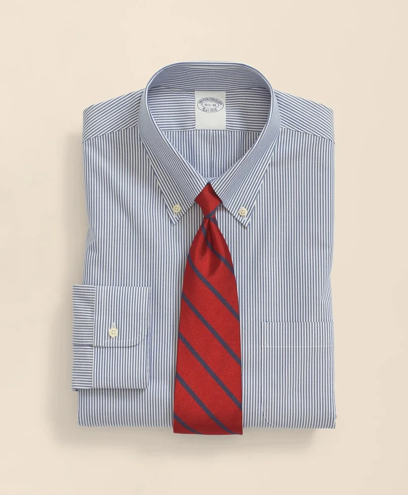 Stretch Supima® Cotton Non-Iron Pinpoint Oxford Button-Down Collar, Candy Stripe Dress Shirt - 1
