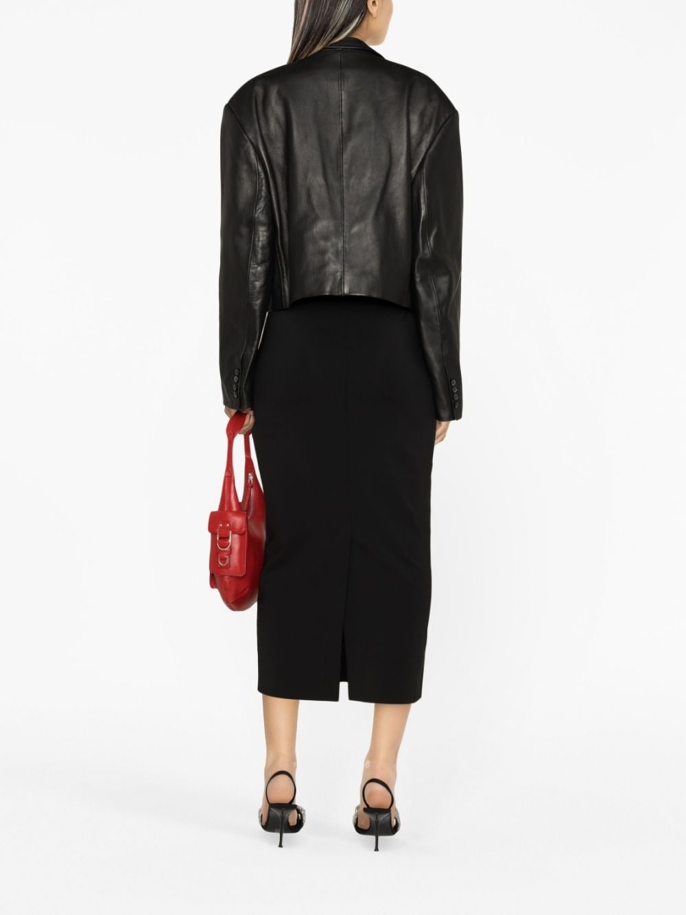 logo-embroidered pencil skirt - 4