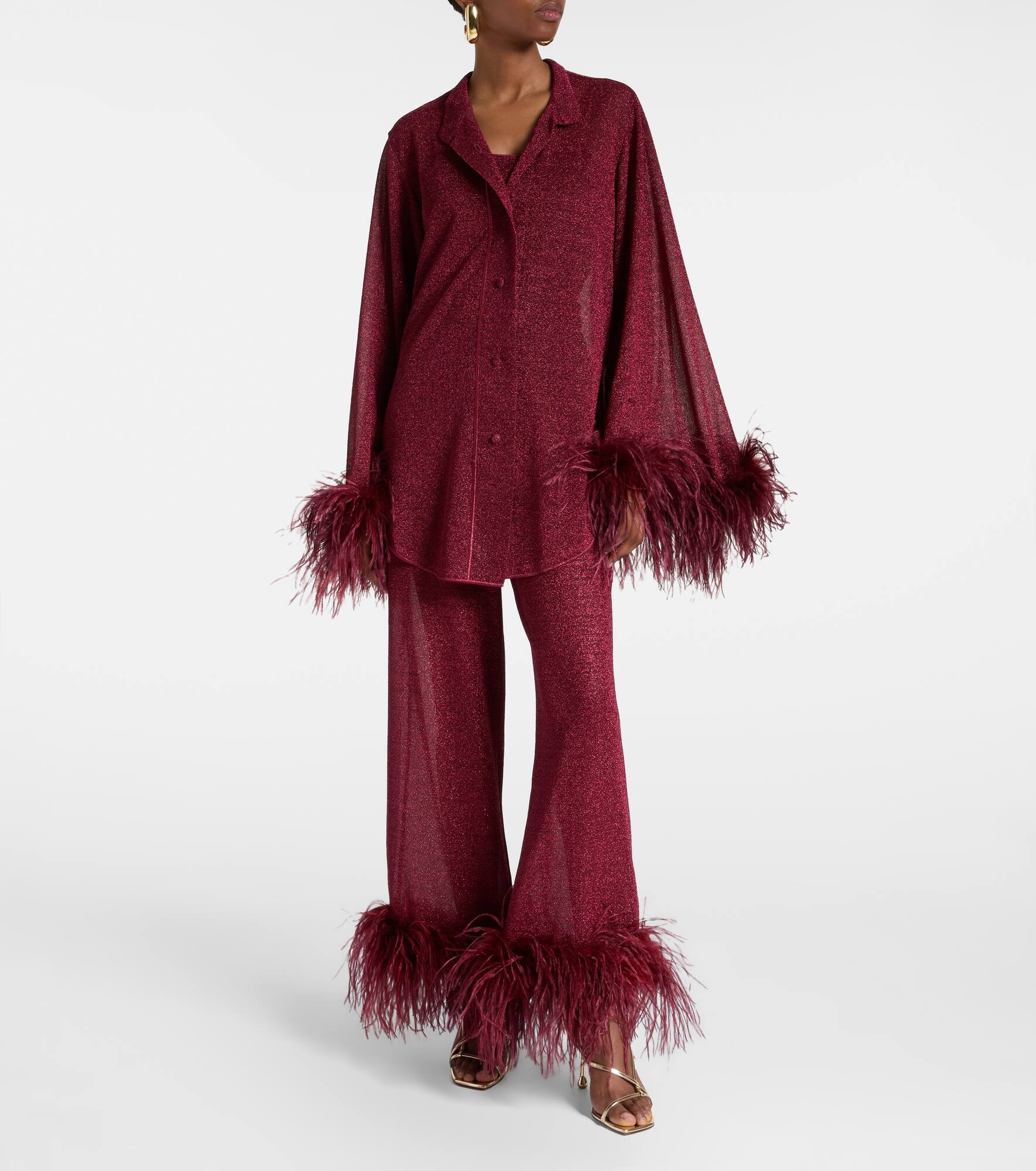 Lumière feather-trimmed wide-leg pants - 2