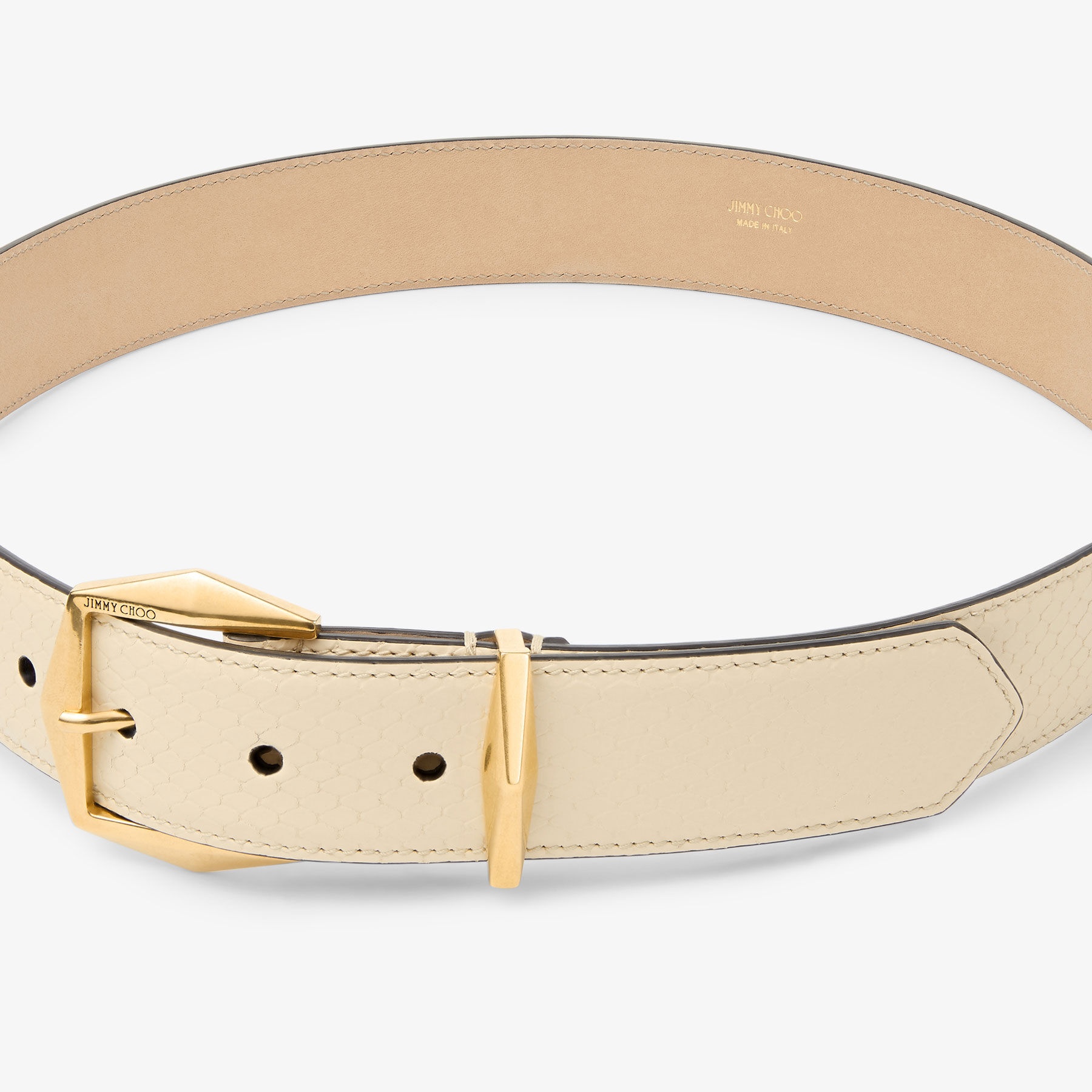 Diamond Buckle Belt 
Yellow Buttermilk Elaphe Print Belt - 3